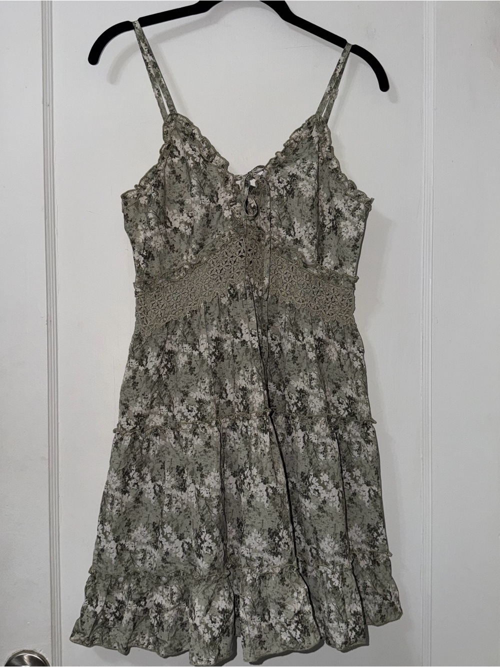 Cider Olive Green Floral Mini Dress